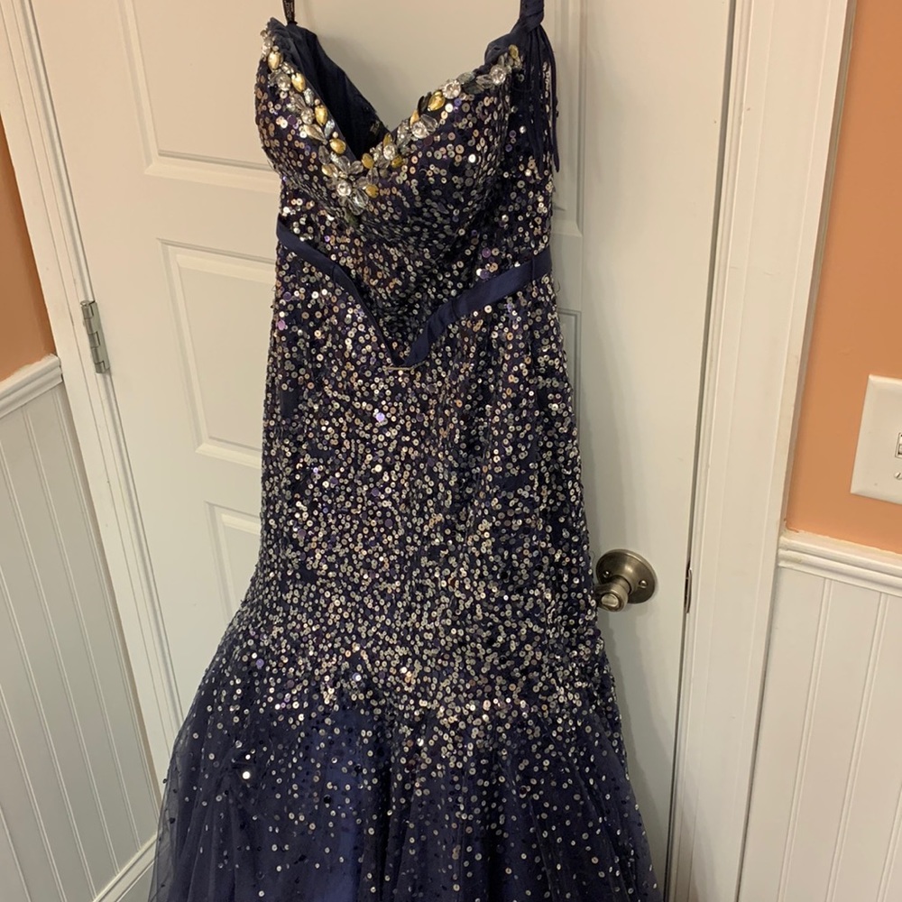 Navy Blue Mermaid Prom Dress